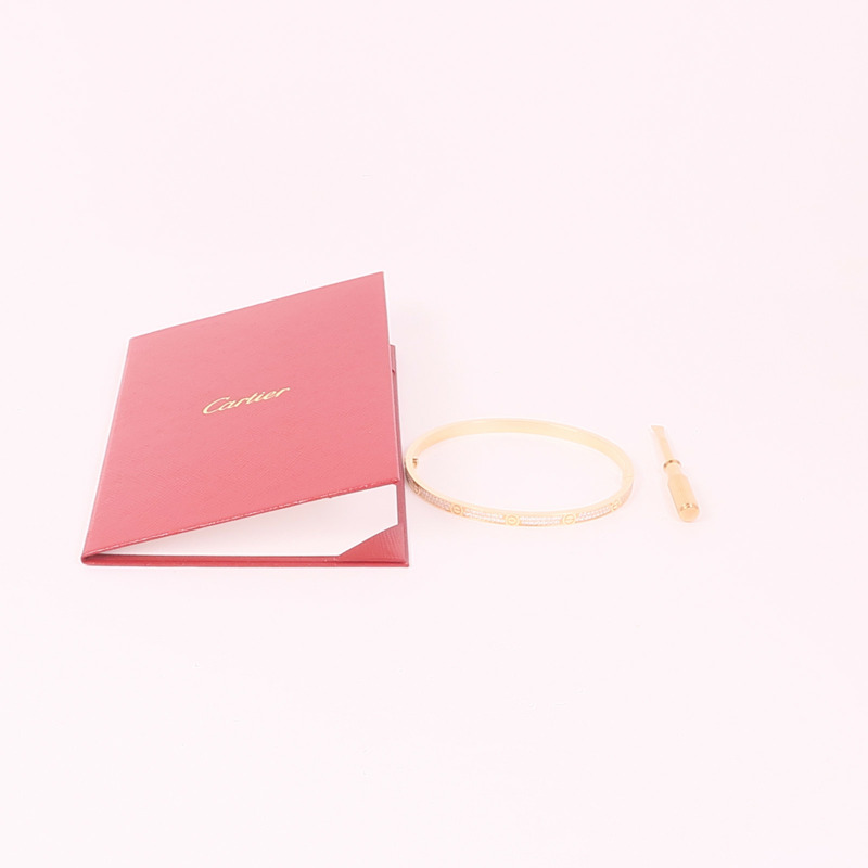 CARTIER 18K玫瑰金Love Bracelet Diamonds鑽石手鐲Cartier#18-8