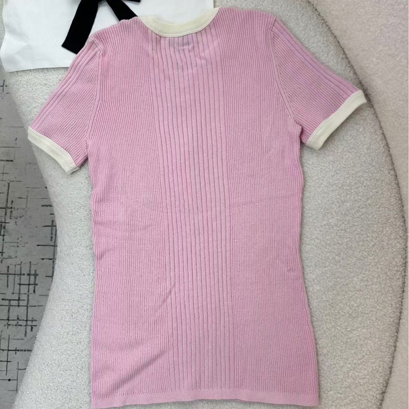 Chanel 2025最新春夏棉質淡淺粉紅T-Shirt Size 38-1