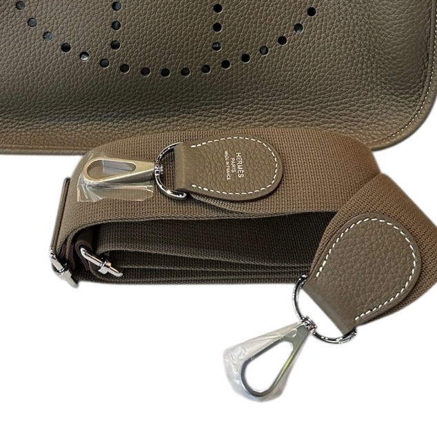 全新Hermès Evelyne 33 T/C CK18 Etoupe 大象灰銀扣-13