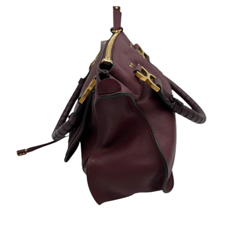 【美收精品】Chloé小牛皮Marcie酒紅色手提側背包 B-12【隔月月中將轉賣至日本 上架期限30天】-3