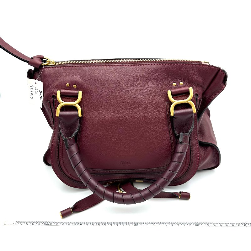 【美收精品】Chloé小牛皮Marcie酒紅色手提側背包 B-12【隔月月中將轉賣至日本 上架期限30天】-17