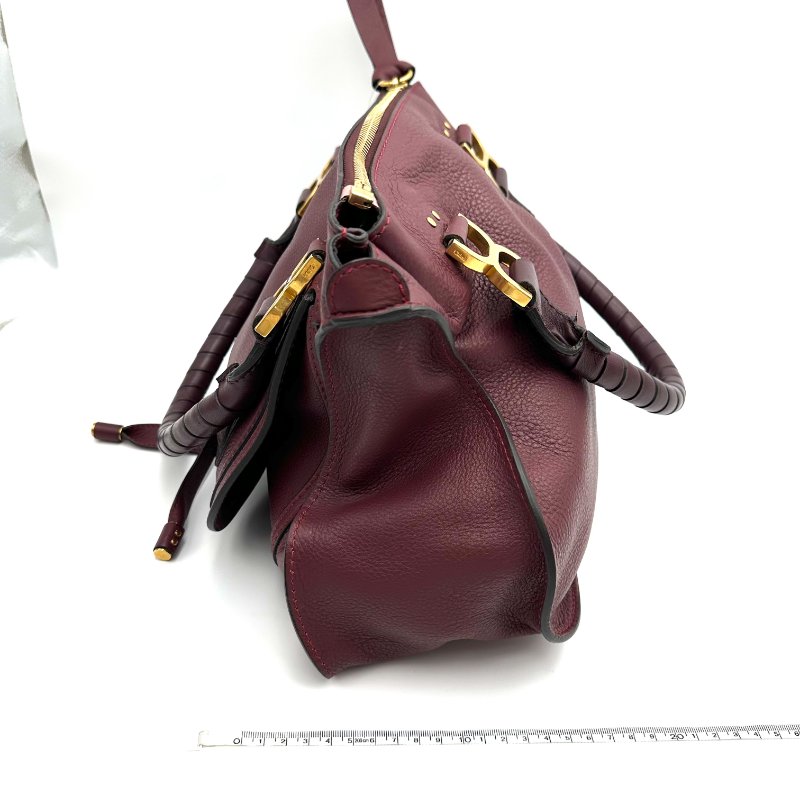 【美收精品】Chloé小牛皮Marcie酒紅色手提側背包 B-12【隔月月中將轉賣至日本 上架期限30天】-18