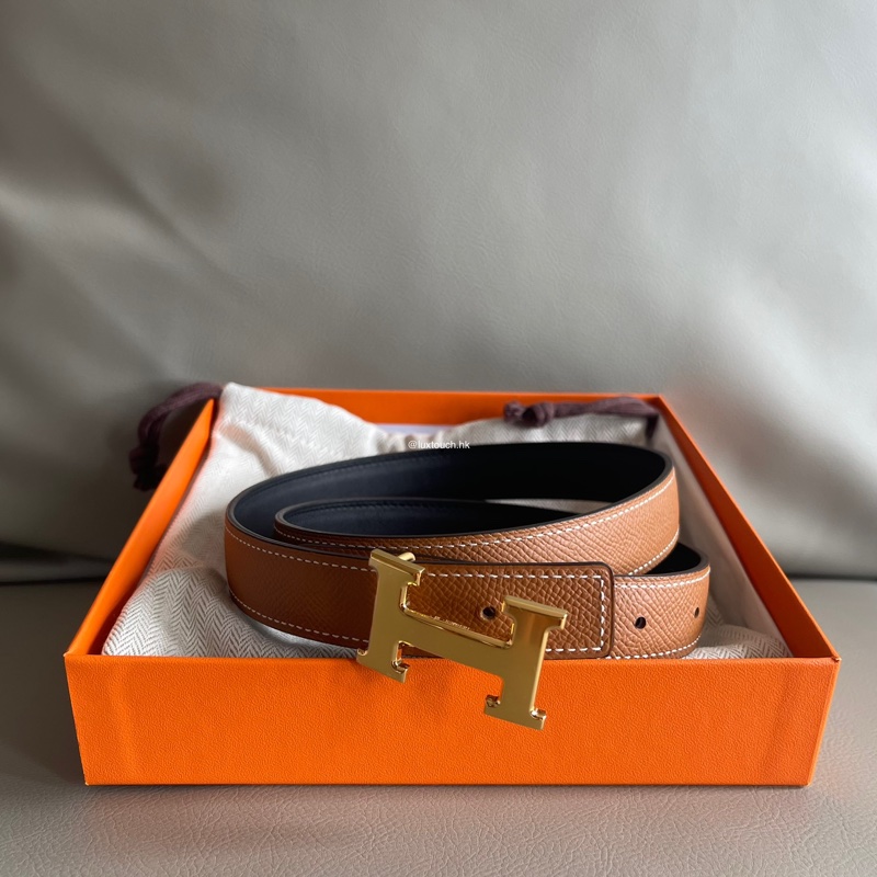 全新 特價🍊 Hermes 愛馬仕 Constance Belt 雙面 皮帶黑色 金 80🔥-0