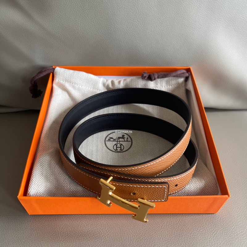 全新 特價🍊 Hermes 愛馬仕 Constance Belt 雙面 皮帶黑色 金 80🔥-4