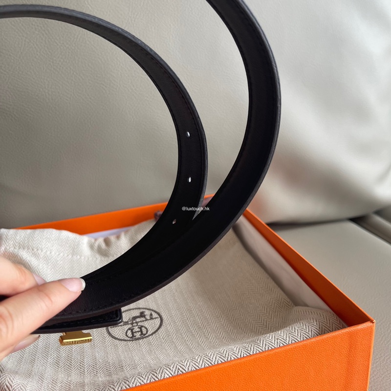 全新 特價🍊 Hermes 愛馬仕 Constance Belt 雙面 皮帶黑色 金 80🔥-6