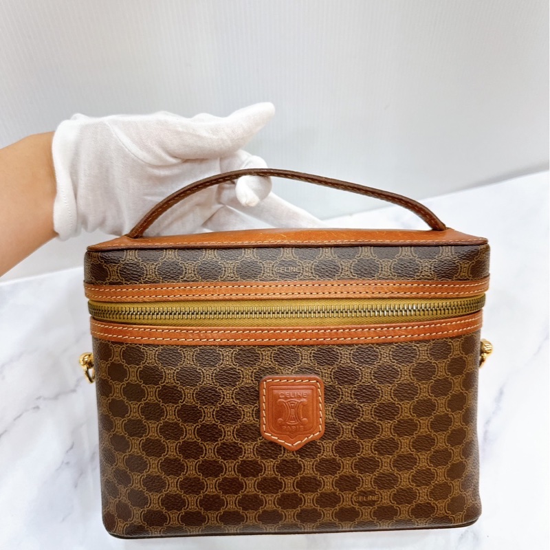莉亞精品♡ Celine vintage 老花手提化妝箱 二手美包-3