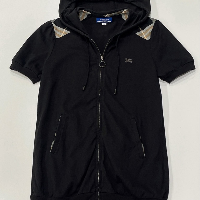 BURBERRY 藍標 連帽格紋短袖外套-7