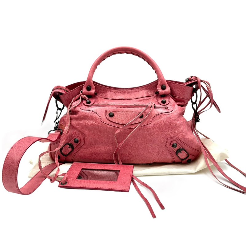 【美收精品】BALENCIAGA  粉紅機車包手提包單肩包 B-10【隔月月中將轉賣至日本 上架期限30天】-12