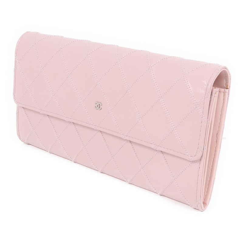 CHANEL 牛皮皮革Long Wallet銀扣長錢包-1