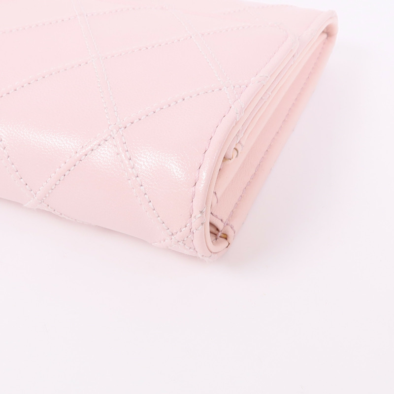 CHANEL 牛皮皮革Long Wallet銀扣長錢包-9