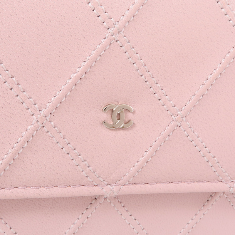 CHANEL 牛皮皮革Long Wallet銀扣長錢包-10