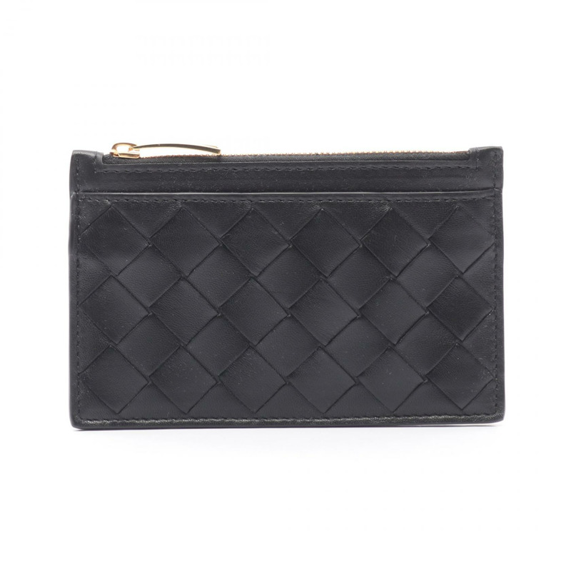 BOTTEGA VENETA Intrecciato 零錢包 608784VCPP38425 皮革 黑色 全新 女款-0