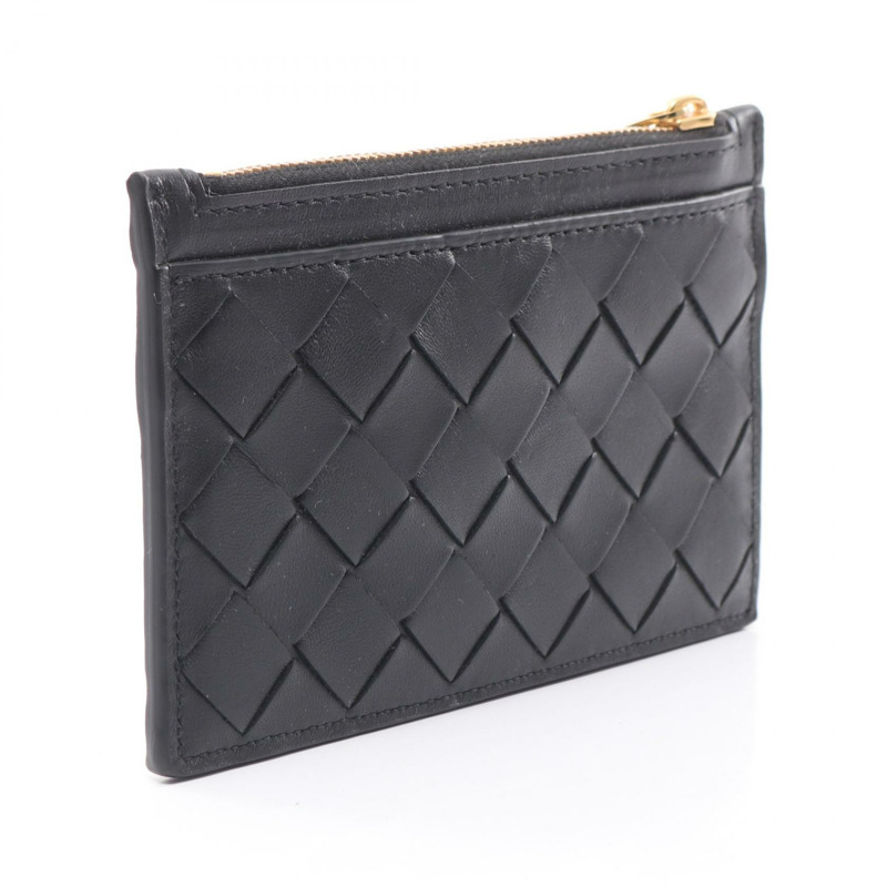 BOTTEGA VENETA Intrecciato 零錢包 608784VCPP38425 皮革 黑色 全新 女款-1