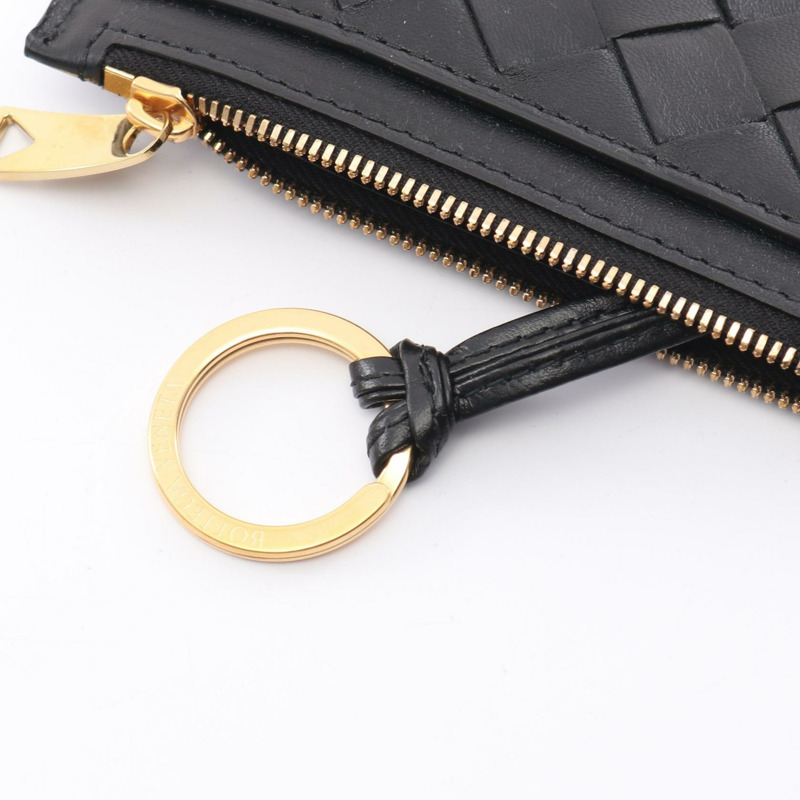 BOTTEGA VENETA Intrecciato 零錢包 608784VCPP38425 皮革 黑色 全新 女款-4