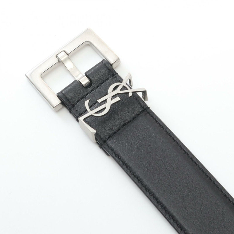SAINT LAURENT Cassandra 腰帶 634437BOO0E100095 皮革 黑色 全新 中性款-1