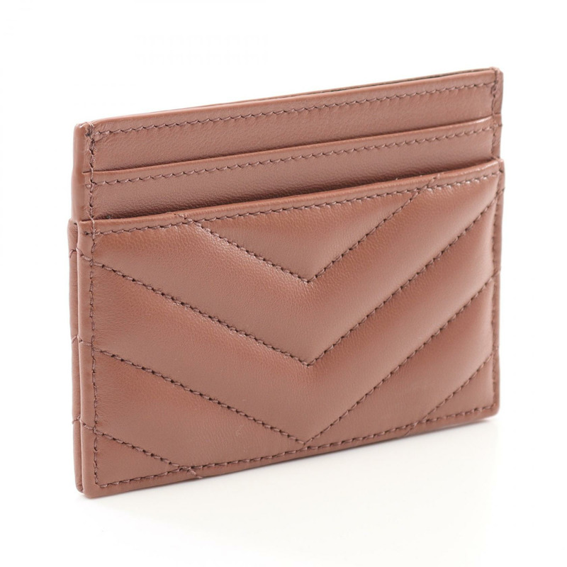 SAINT LAURENT YSL Monogram 卡片夾 423291AAA445922 皮革 粉紅色 全新 女款-1