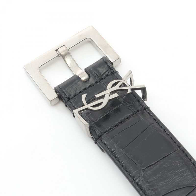 SAINT LAURENT Cassandra 腰帶 634440DZE0E100095 皮革 黑色 全新 男女通用-1