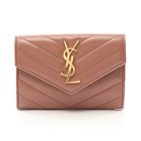 SAINT LAURENT Monogram Saint Laurent 信封皮夾 雙折皮夾 414404AAA445922 皮革 棕色 全新 女款