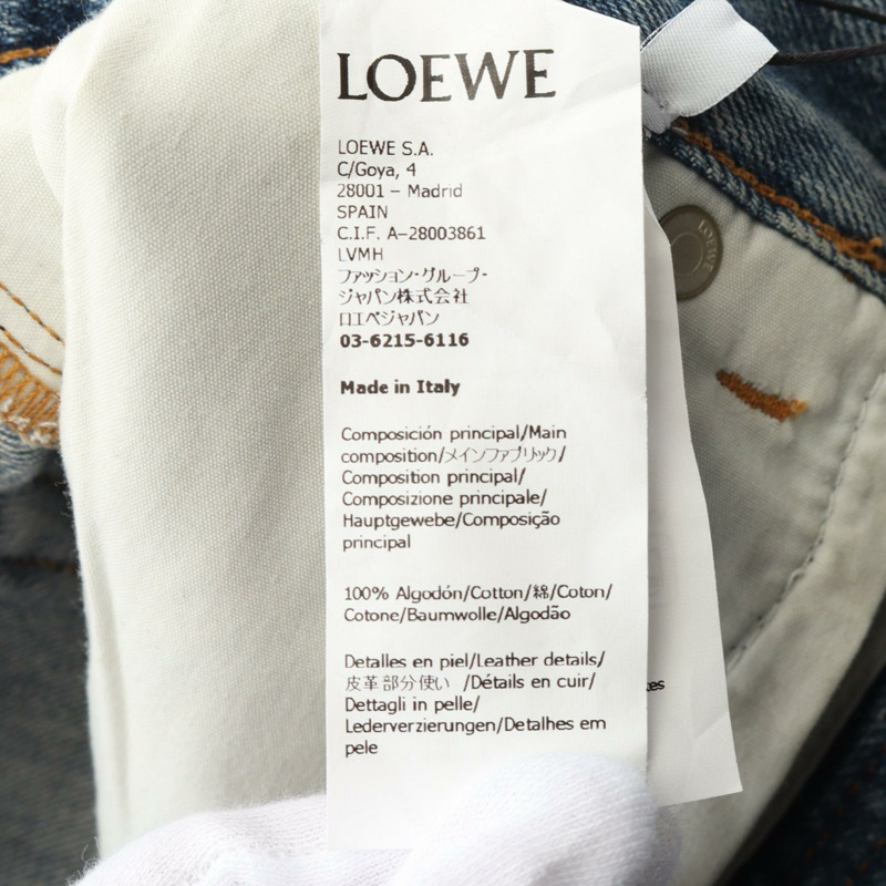 LOEWE 洗水牛仔闊腿牛仔褲 牛仔褲 H526Y11W44639548 棉質海軍藍 全新男款-3