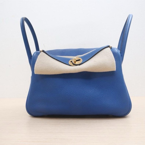 HERMES(愛馬仕) Lindy 26 I7琉璃藍 TC皮 Z刻 金扣