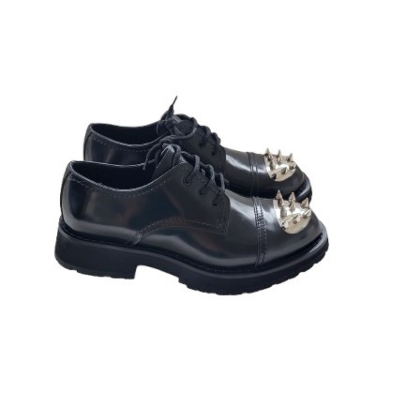 Alexander McQueen 龐克風銀色鍋釘男款皮鞋 40碼-0