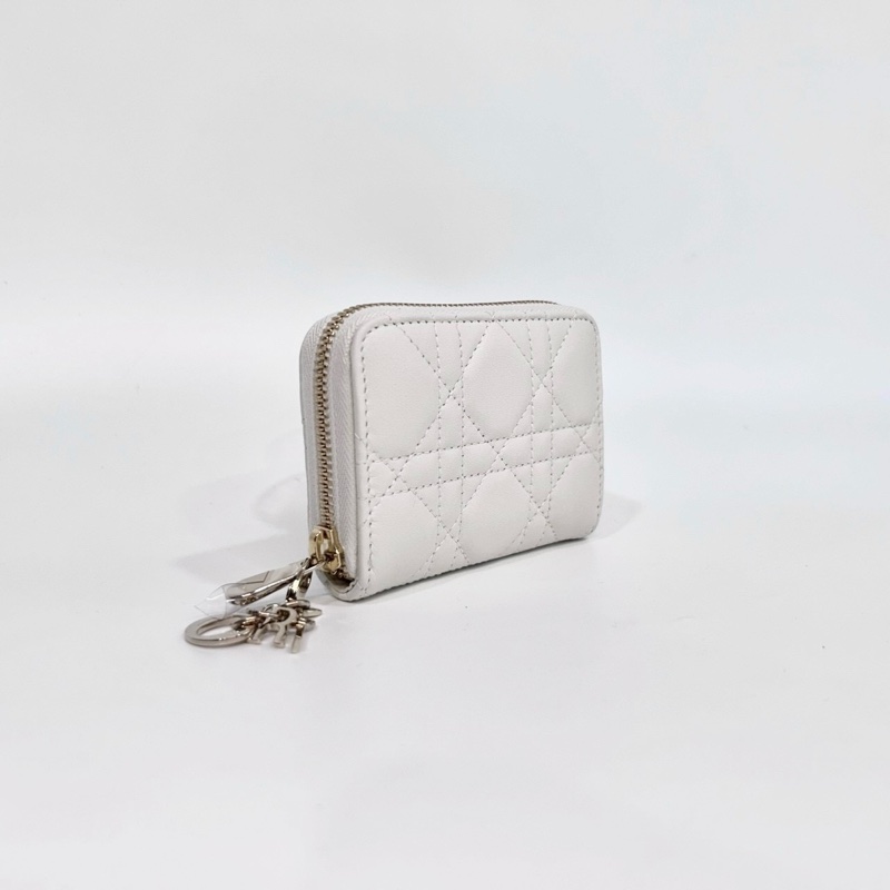 DIOR白金籐格紋羊皮LadyDior Voyageurㄇ拉卡包S0985ONMJ-3