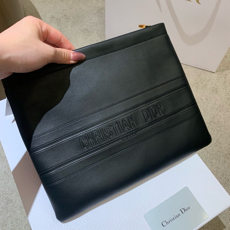 Dior全新 帶吊牌 黑色牛皮手拎包-0