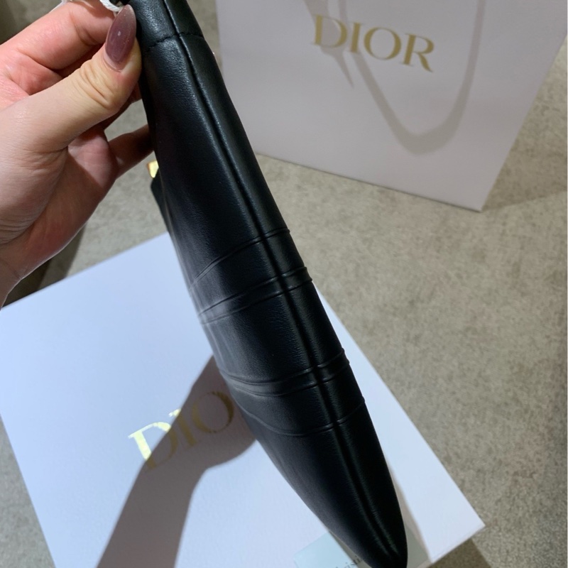 Dior全新 帶吊牌 黑色牛皮手拎包-5