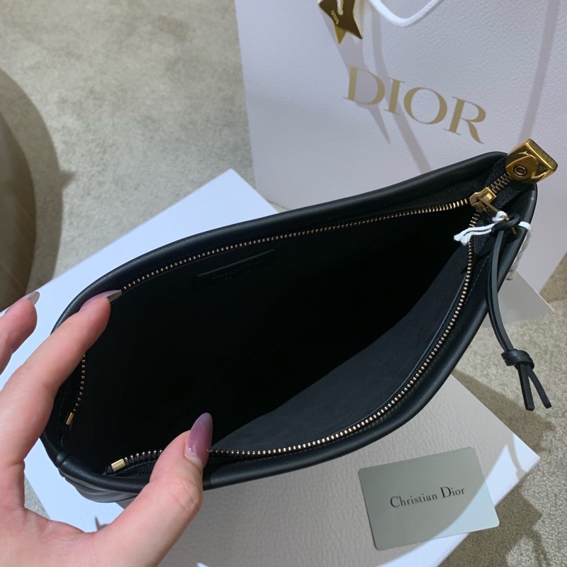 Dior全新 帶吊牌 黑色牛皮手拎包-7