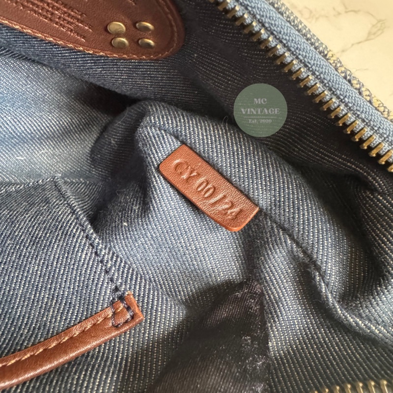 CELINE Vintage Denim Shoulder Bag 中古 牛仔 老花 腋下包 肩背包-20