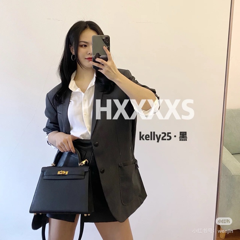 愛馬仕 Hermes Kelly25 黑金 Y刻 Epsom皮 外縫~-4