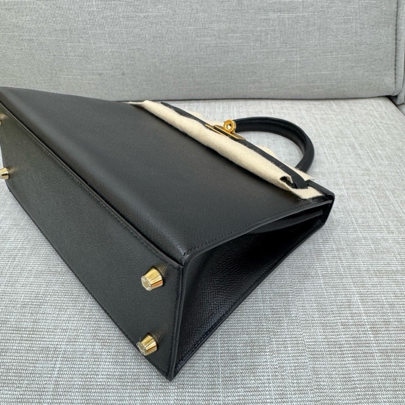 愛馬仕 Hermes Kelly25 黑金 Y刻 Epsom皮 外縫~-15