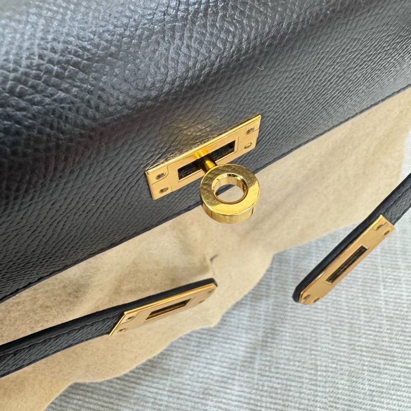 愛馬仕 Hermes Kelly25 黑金 Y刻 Epsom皮 外縫~-42