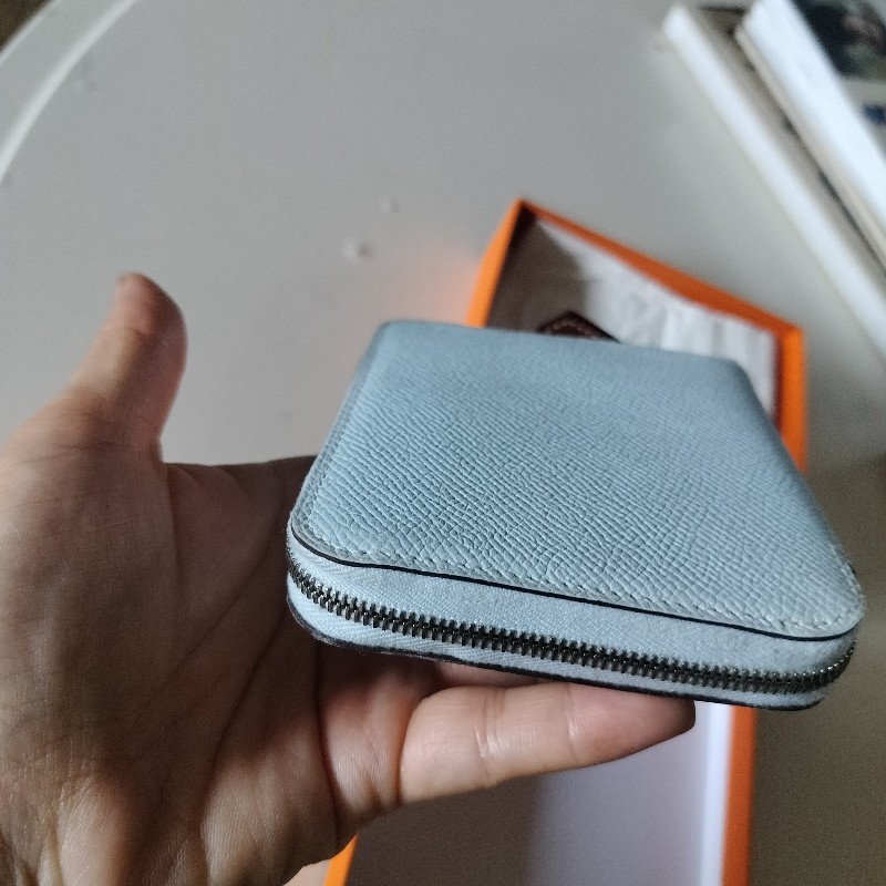 Hermes 絲巾短夾 Y刻 T0 Bleu Brume-1