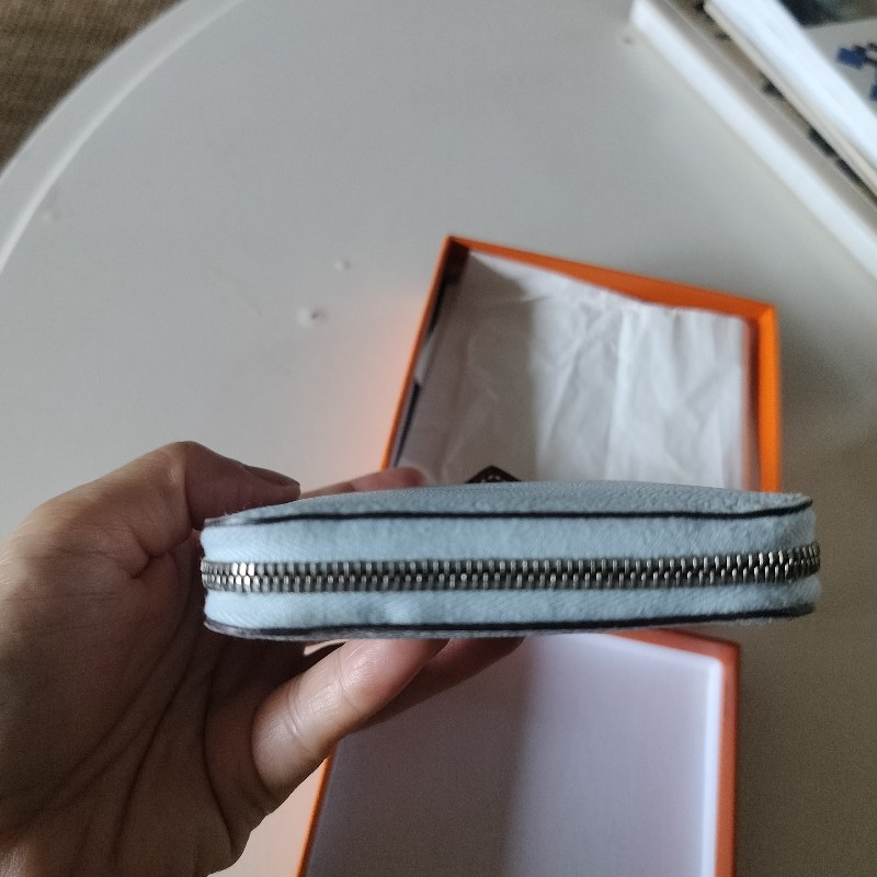 Hermes 絲巾短夾 Y刻 T0 Bleu Brume-3