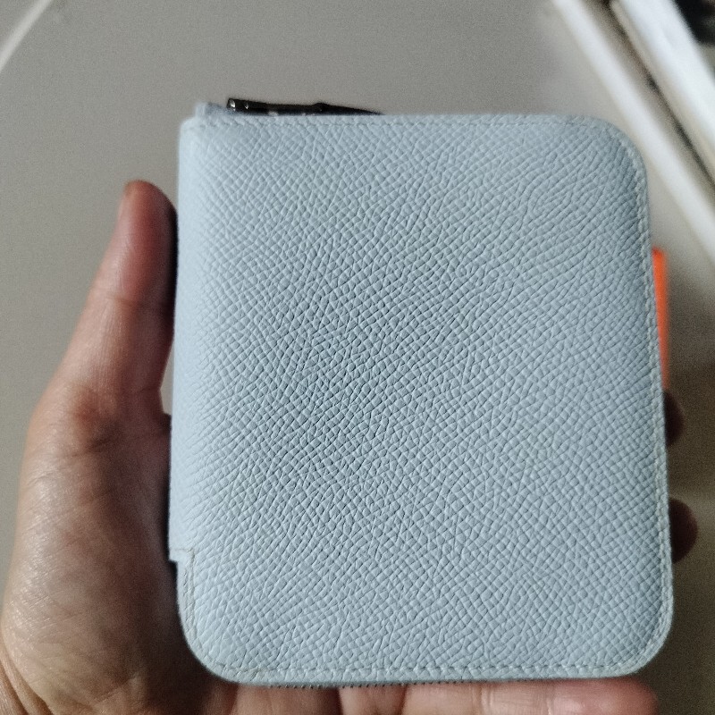 Hermes 絲巾短夾 Y刻 T0 Bleu Brume-10