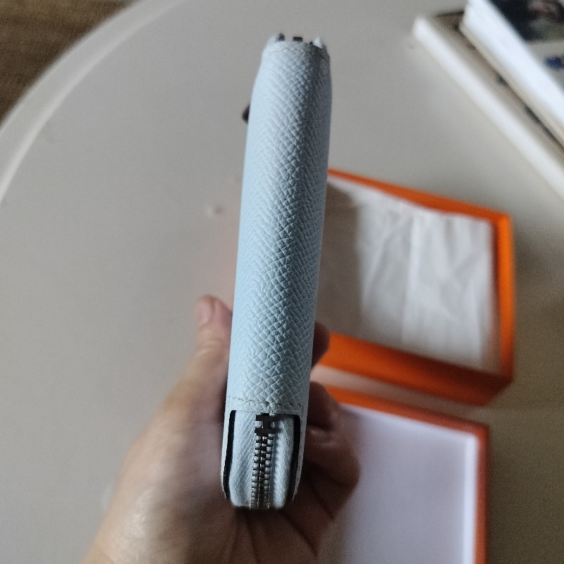 Hermes 絲巾短夾 Y刻 T0 Bleu Brume-13