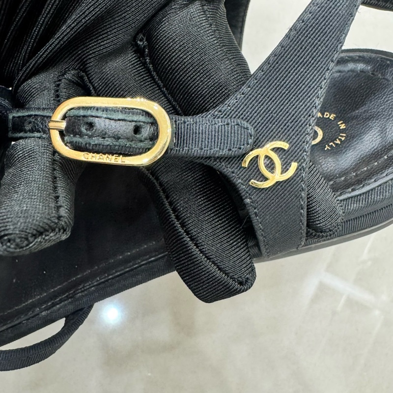 香奈兒Chanel高級工坊蝴蝶結+珍珠 平底涼鞋-10