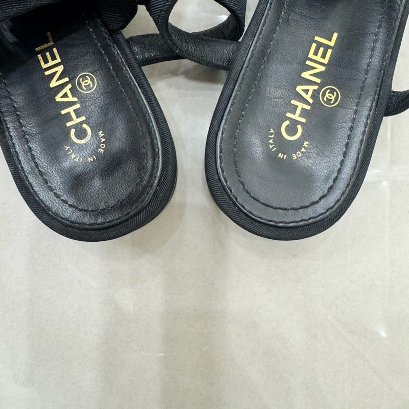 香奈兒Chanel高級工坊蝴蝶結+珍珠 平底涼鞋-13