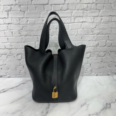 JK國際二手精品✨HERMES Picotin 22菜籃子 黑金 #贈送訂製肩背帶🈶購證