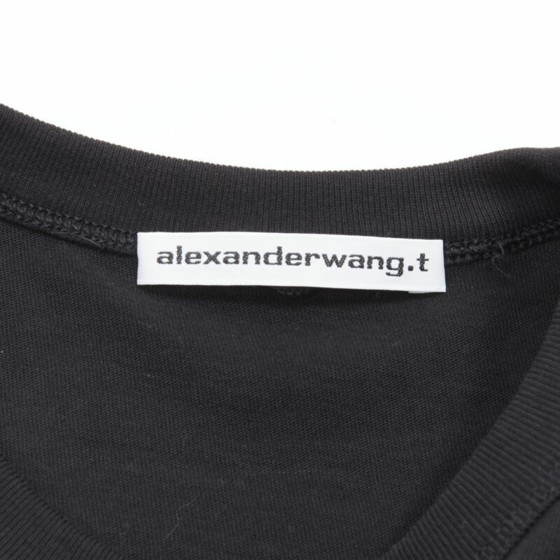 ALEXANDER WANG T black logo swirl print patch pocket cropped tank top S-6
