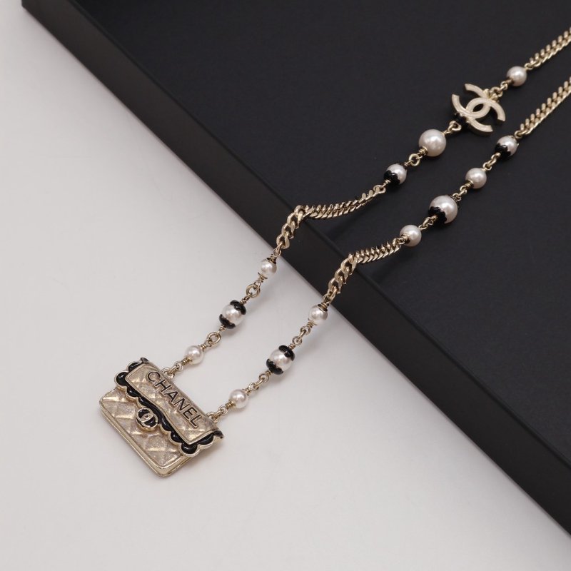CHANEL 24B 經典包長項鍊 - 淡金-0