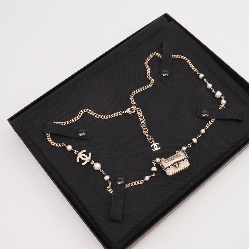 CHANEL 24B 經典包長項鍊 - 淡金-5