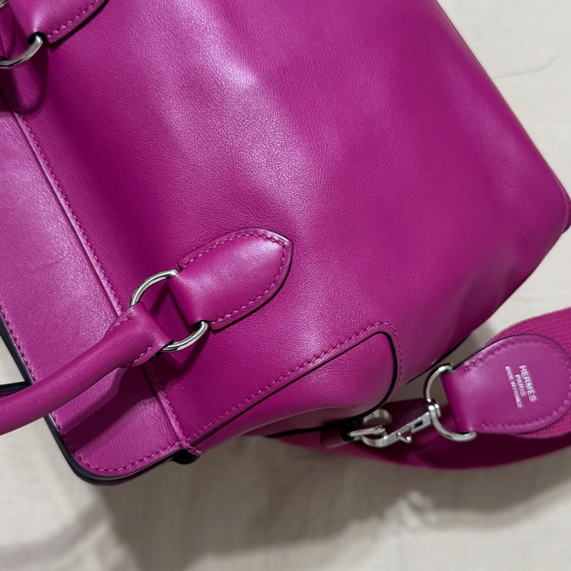 小巴黎二手名牌真品Hermes toolbox 牛奶盒 玫瑰紫色 小號 20公分 最棒的尺寸-15