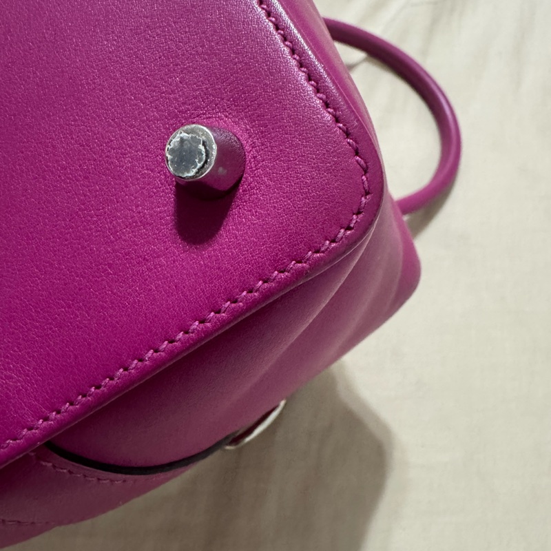 小巴黎二手名牌真品Hermes toolbox 牛奶盒 玫瑰紫色 小號 20公分 最棒的尺寸-34