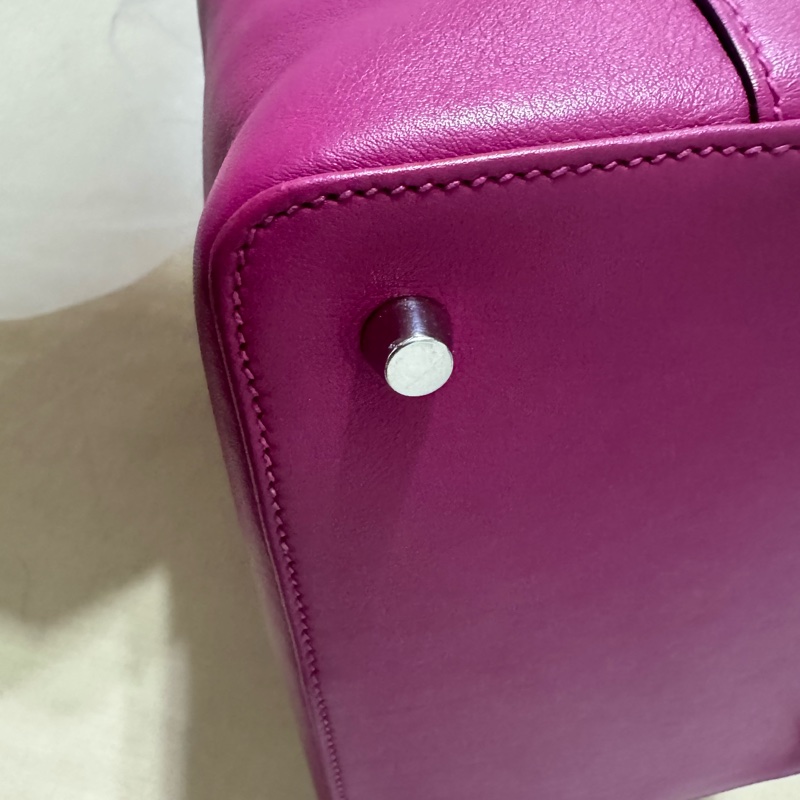 小巴黎二手名牌真品Hermes toolbox 牛奶盒 玫瑰紫色 小號 20公分 最棒的尺寸-36