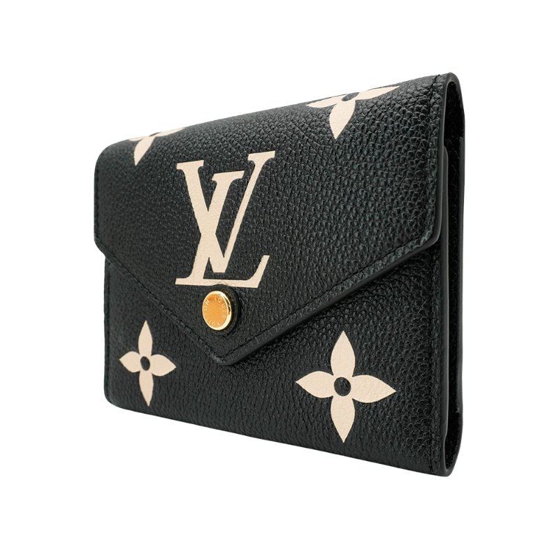 Louis Vuitton 壓花牛皮釦式三折短夾(M80968-黑/米白)-1