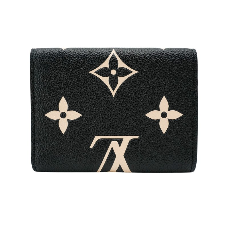 Louis Vuitton 壓花牛皮釦式三折短夾(M80968-黑/米白)-2