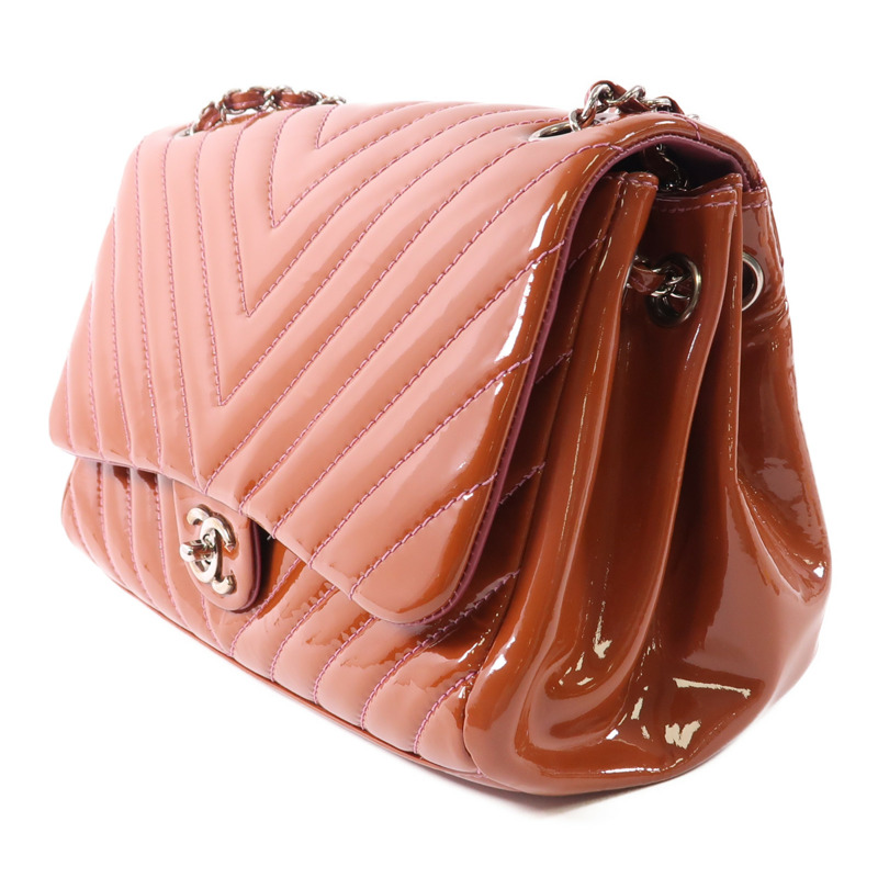CHANEL 漆皮皮革Chain Shoulder銀扣鏈帶肩背袋-2