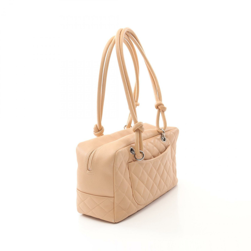 CHANEL Cambon Ligne 保齡球單肩包 A25171 漆皮米色 SHW CC Coco-1